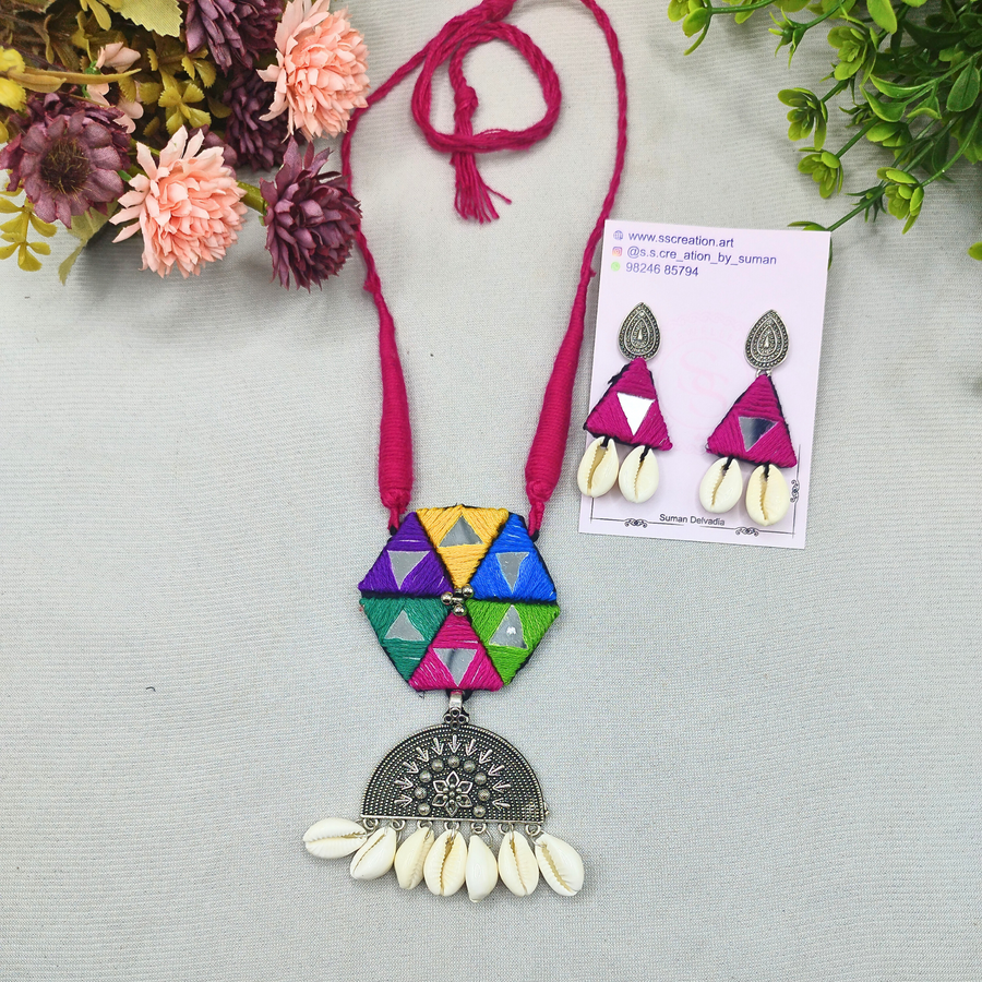 Multi colour mirror necklace
