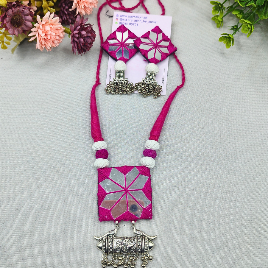 Mirror magic pink necklace