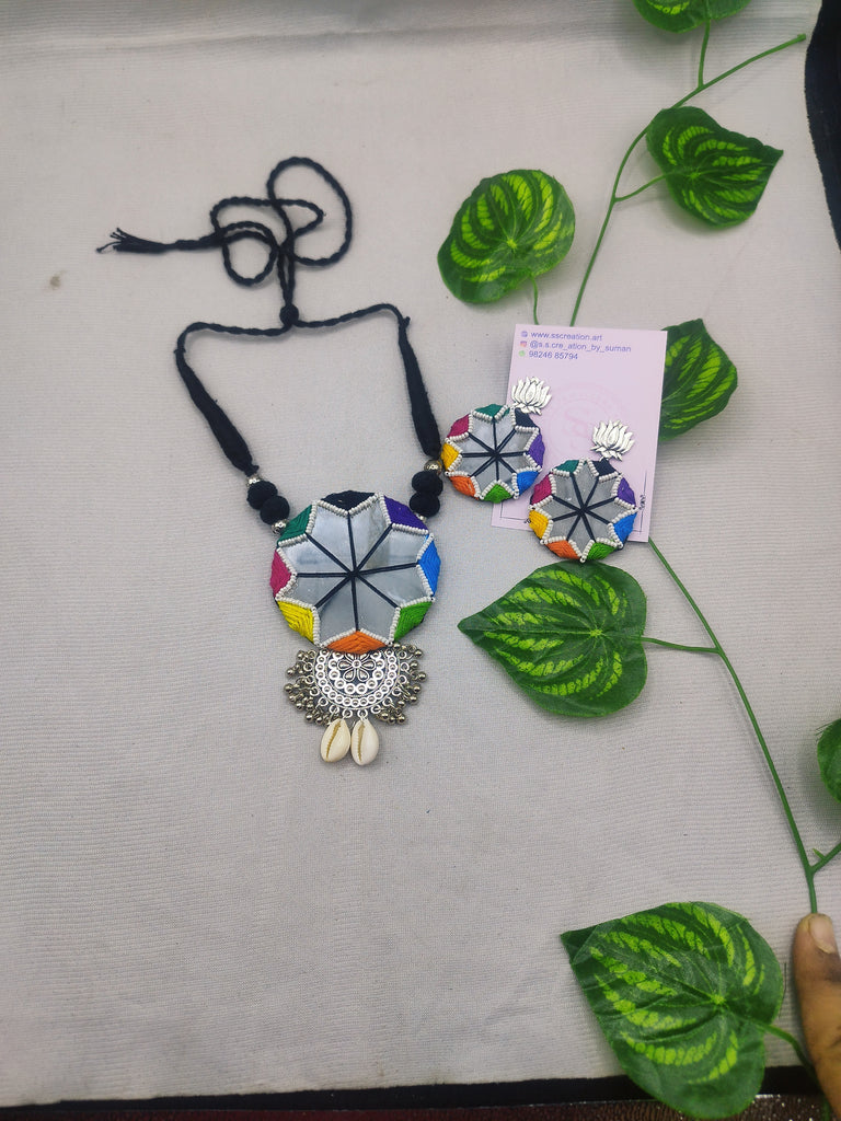 Multicolour mirror necklace