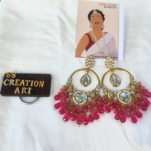 Red kundan chandbali