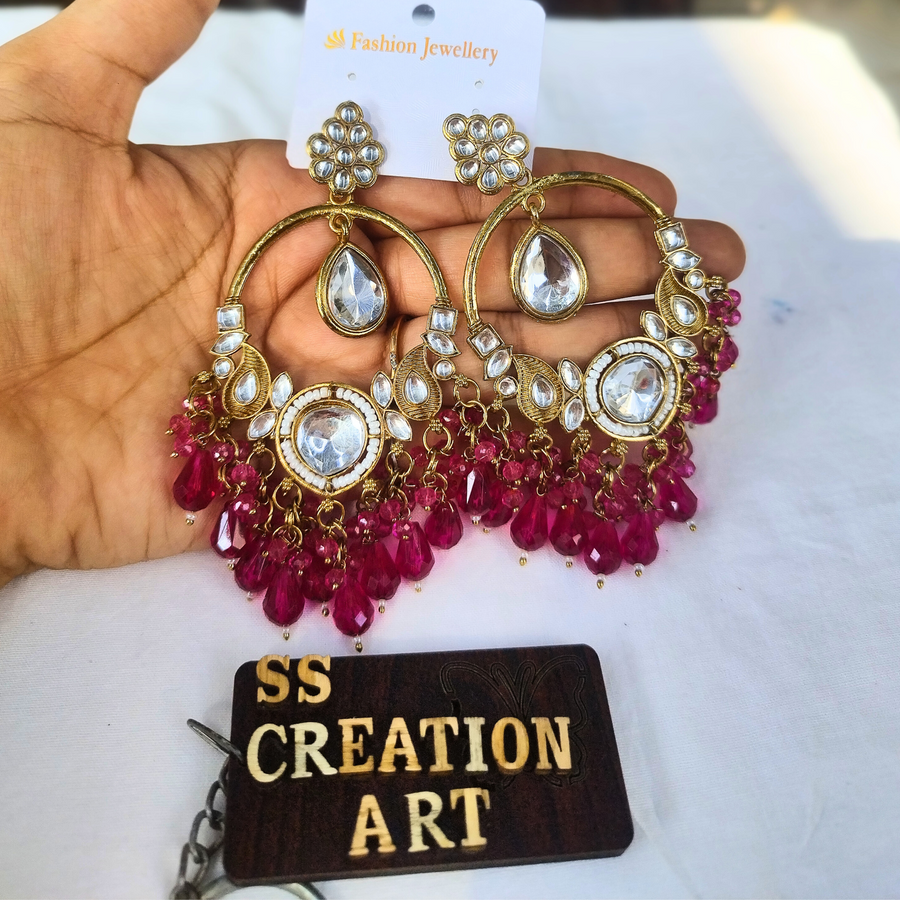 Red kundan chandbali
