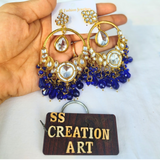 Blue kundan chandbali