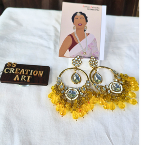 Yellow kundan chandbali