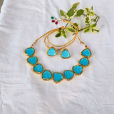 Heavenly Blue Triangle Kundan Necklace
