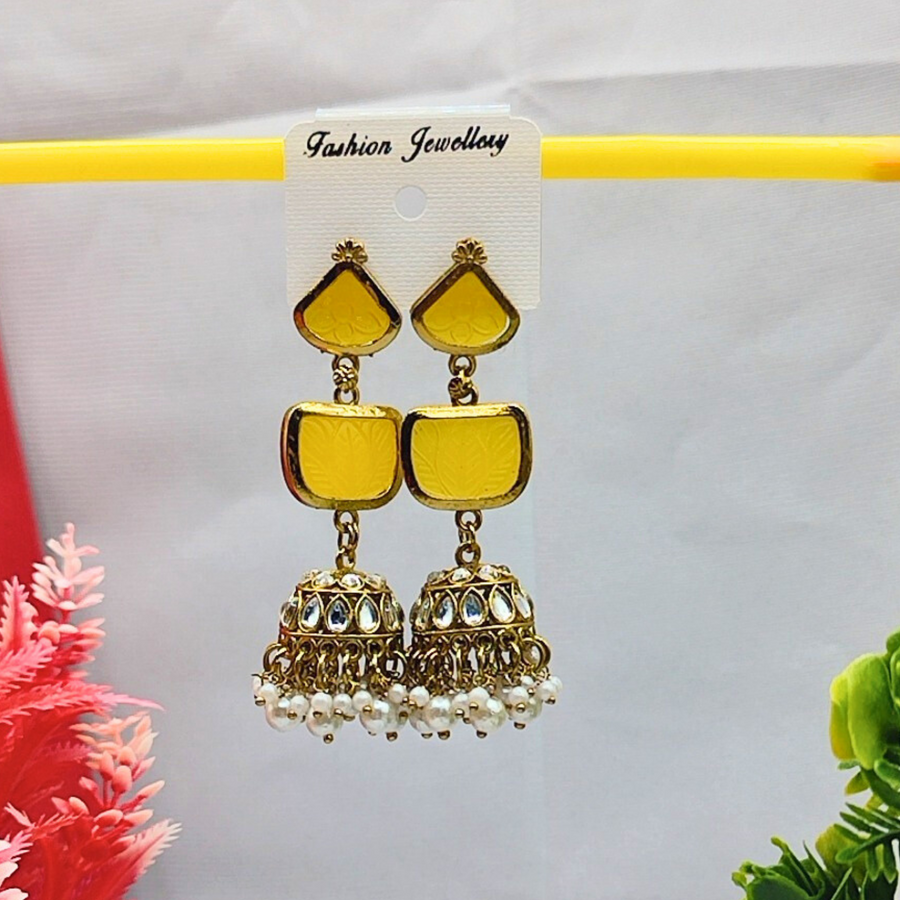 Yellow jumki earings