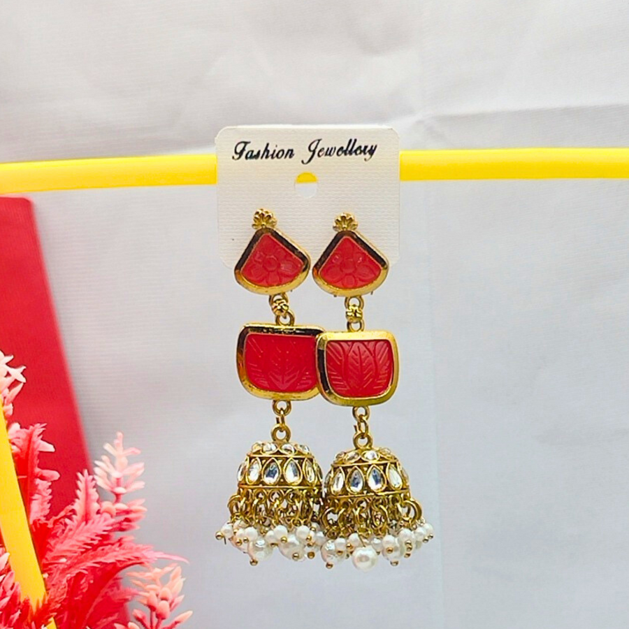Red jumki earings
