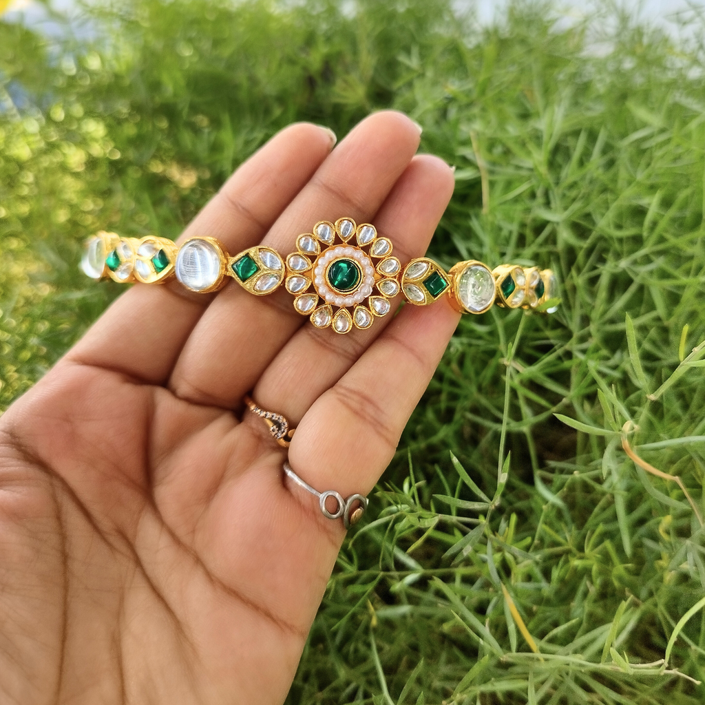Green kundan hairband