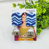 Blue zigzag jhumka earrings