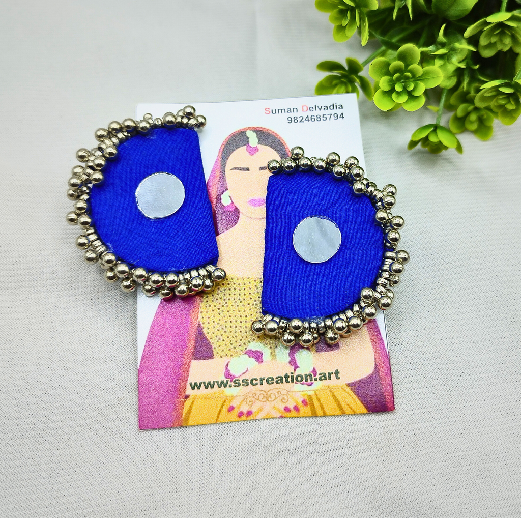 Blue fabric earrings