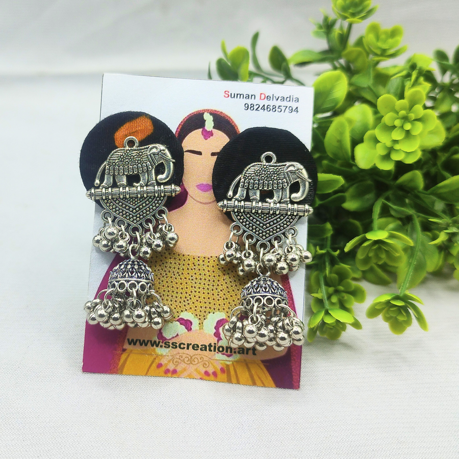 Black elephant jhumka
