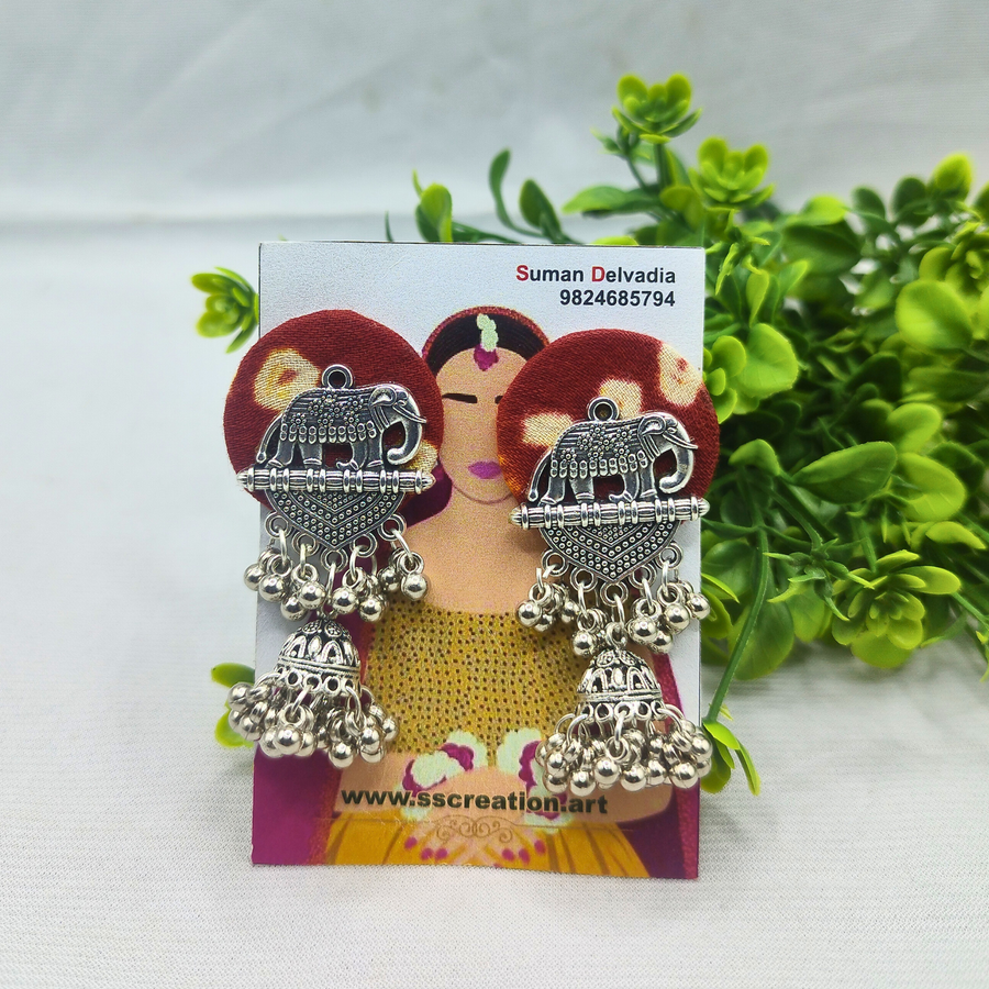 Red elephant jhumka