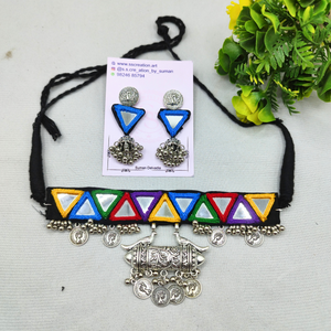 Rangilo Charm triangle mirror necklace