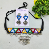 Rangilo Charm triangle mirror necklace