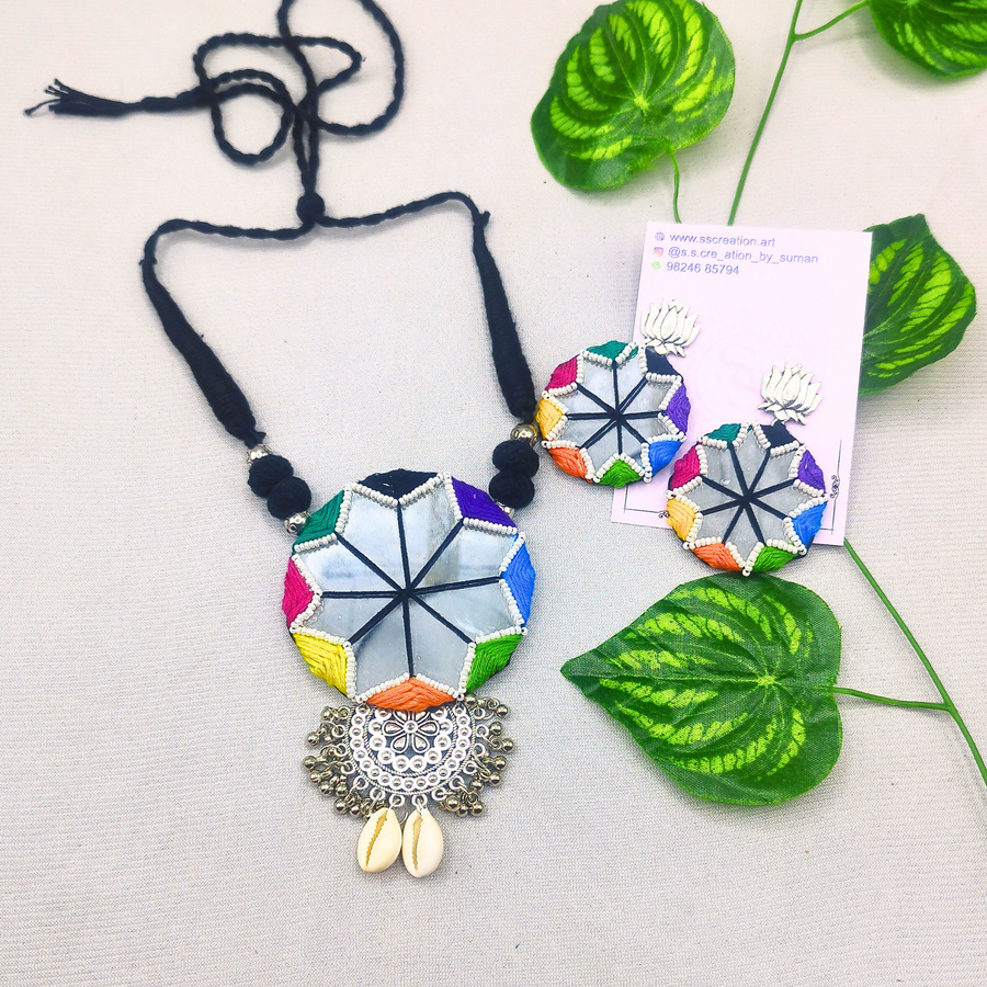 Multicolour mirror necklace