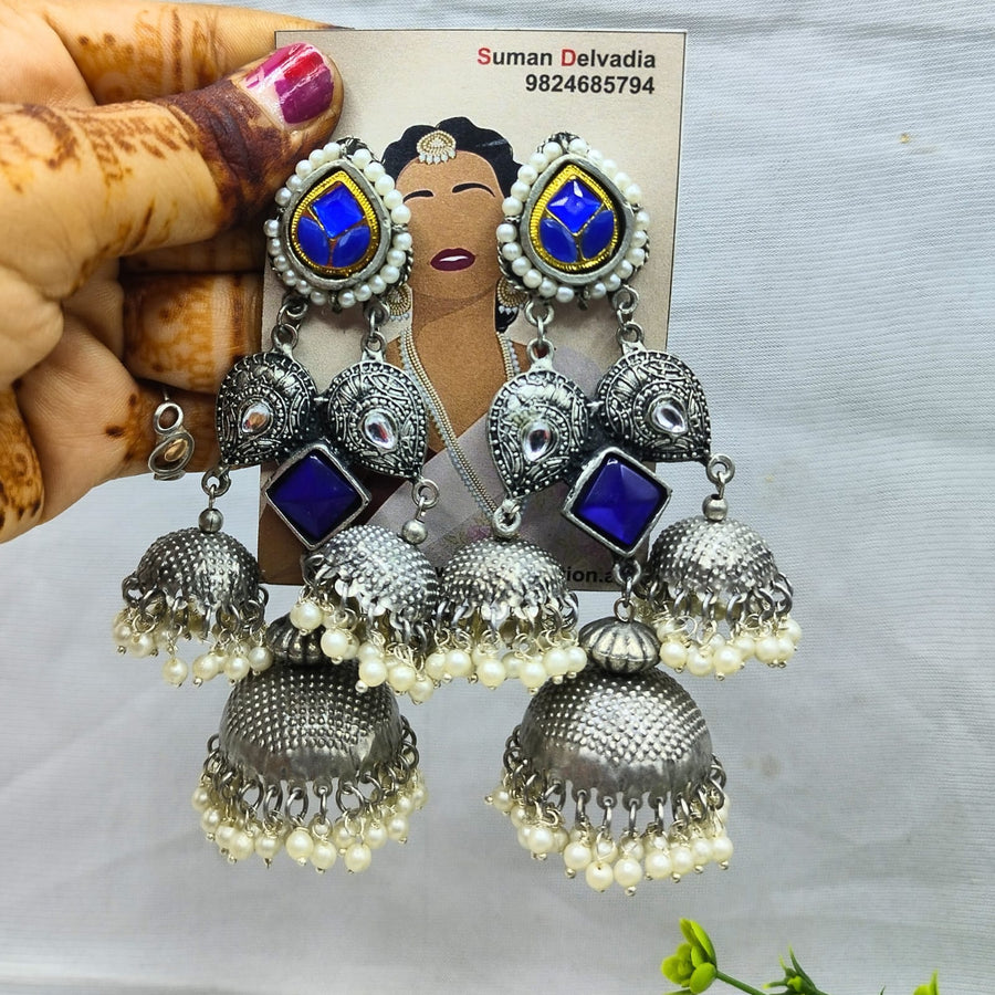 Blue jhumka earring