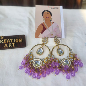 Orchid purple  kundan chandbali