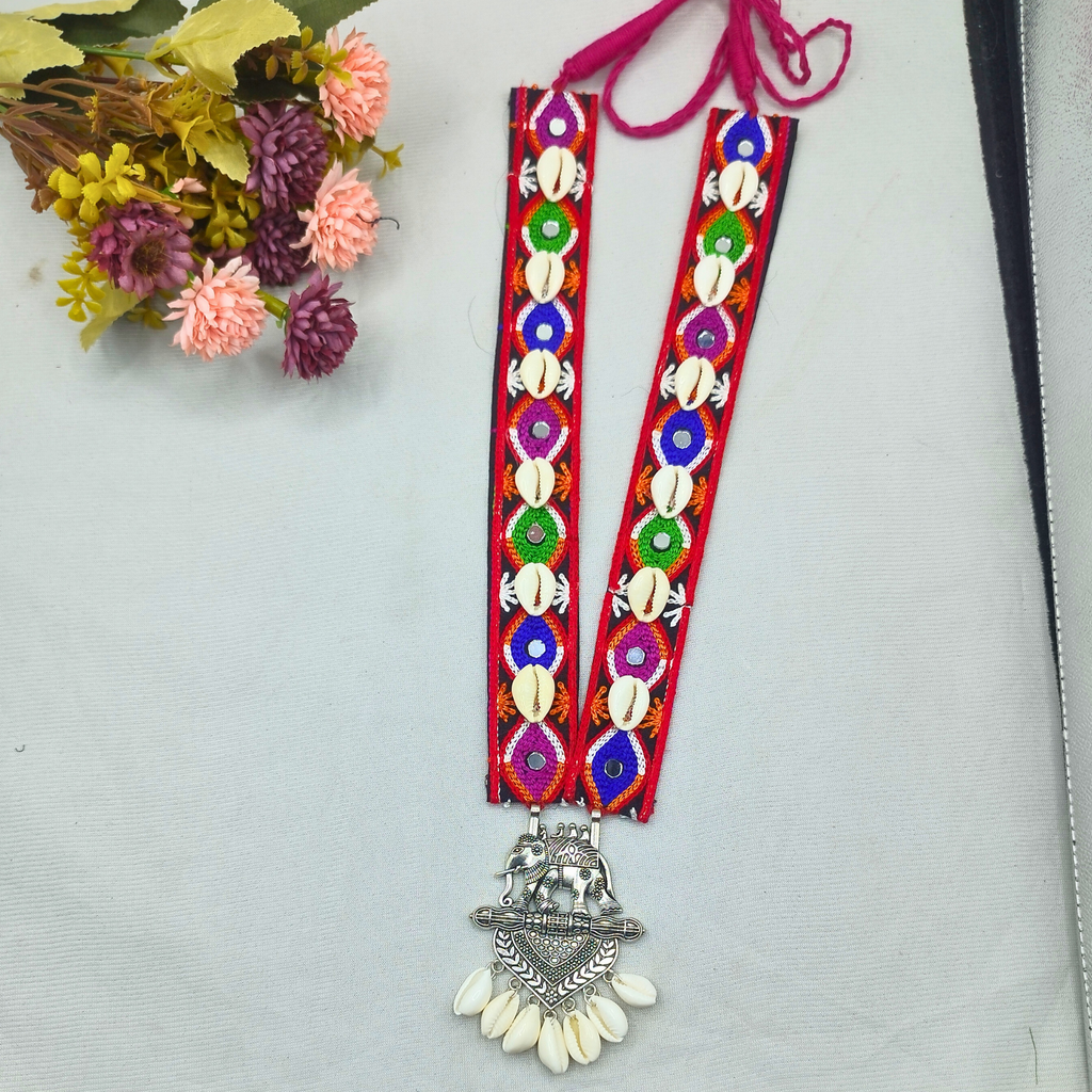 Elephant pendant boho long necklace
