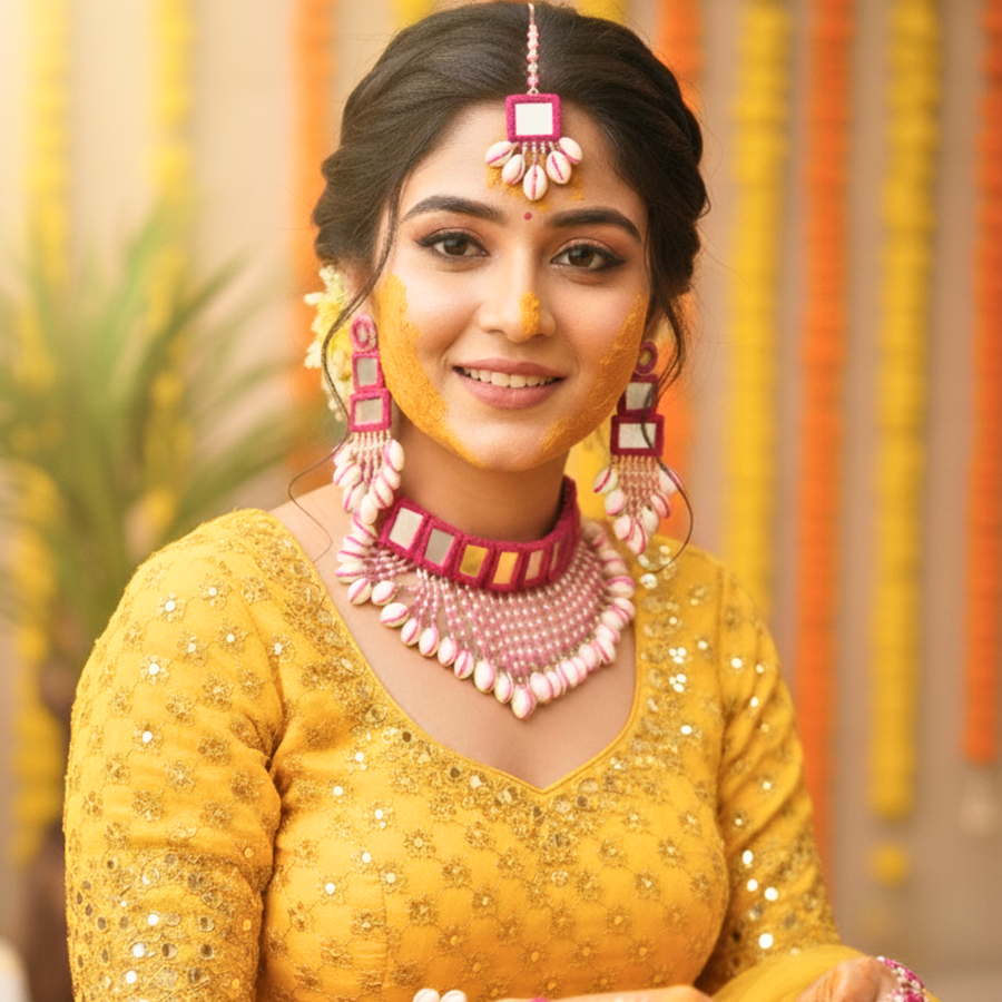 Aabha Cowrie Haldi set