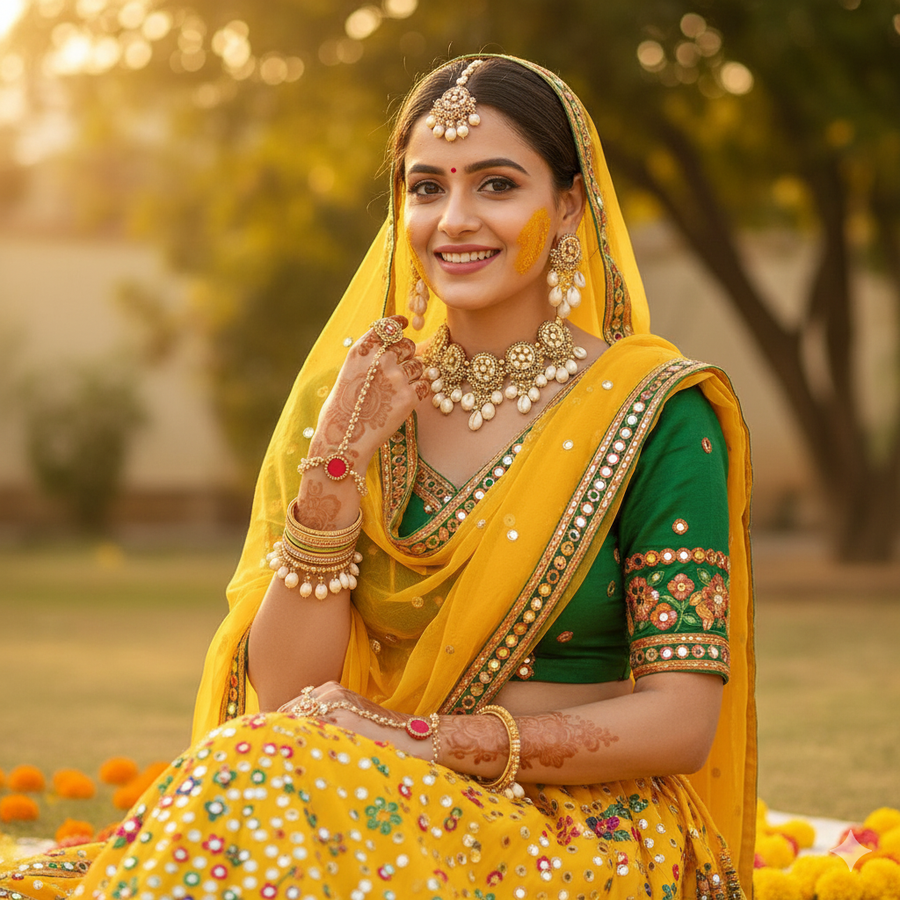 Kundan cowrie Haldi jewellery